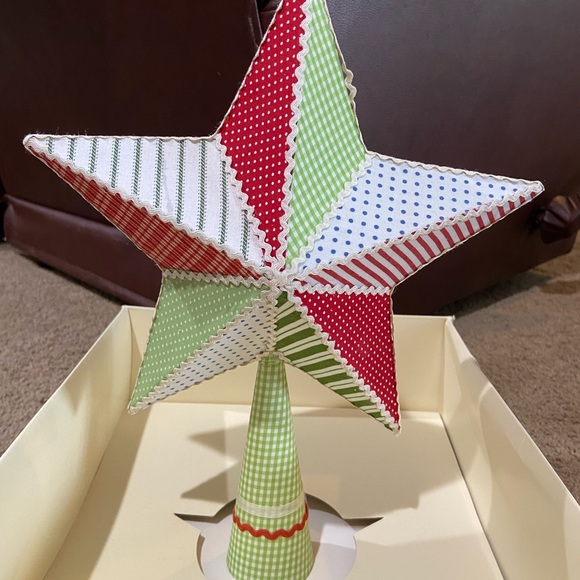 Pottery Barn Kids Holiday Christmas Star Tree Topper Quilted Fabric HTF - Picture 10 of 12
